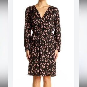 EUC Rebecca Taylor Leopard Print Dress | Size 8 | Silk Blend Black Pink